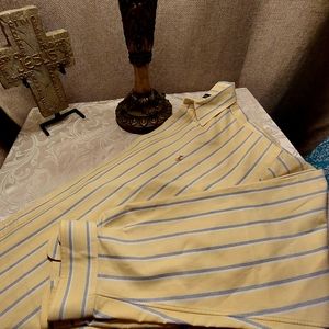 Men's Ralph Lauren Blake Yellow and Blue Stripe Long Sleeve Dress Shirt.
